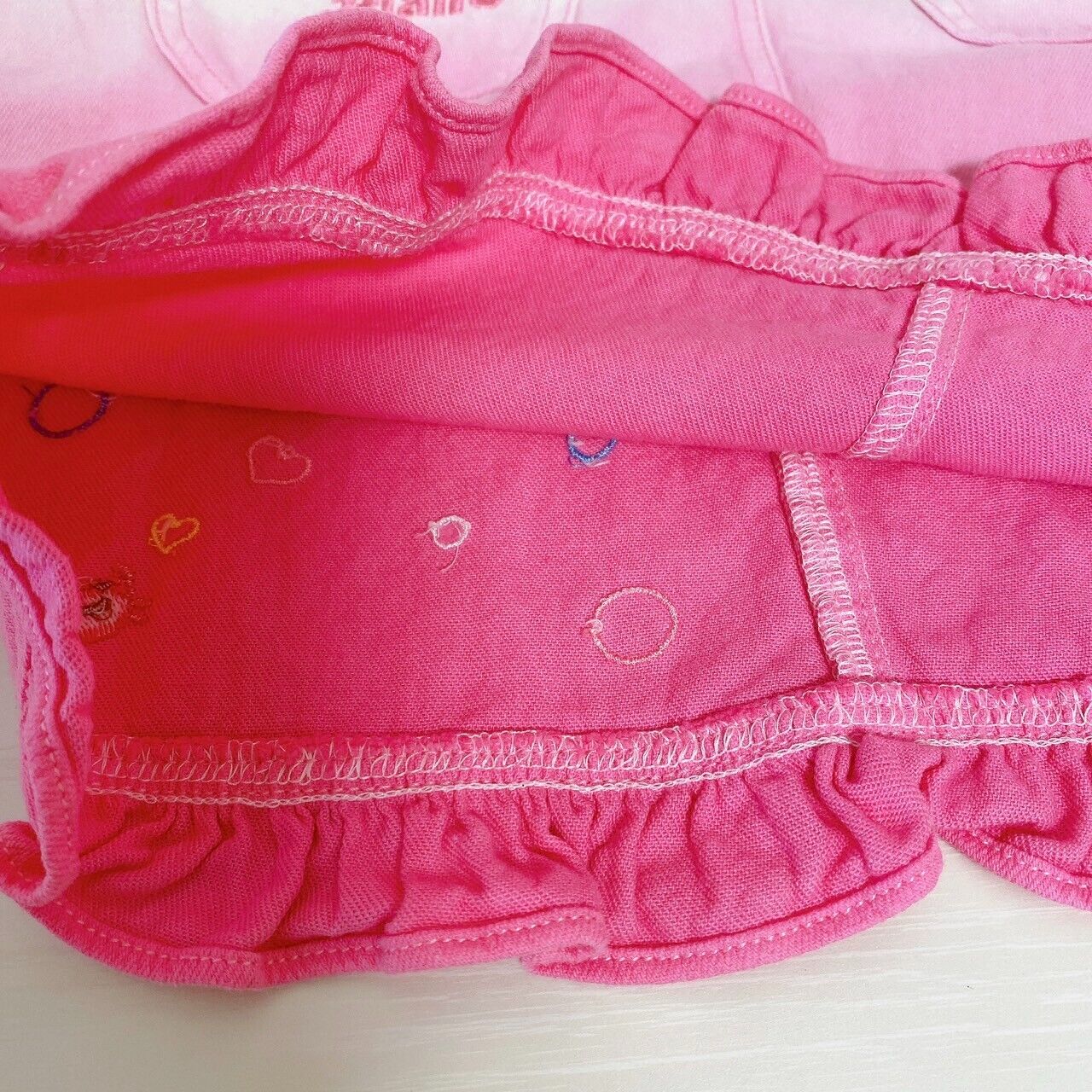 Mezzo Piano Denim Skirt 120 Size Pink Gradation Frill Heart Pocket Kids Cute