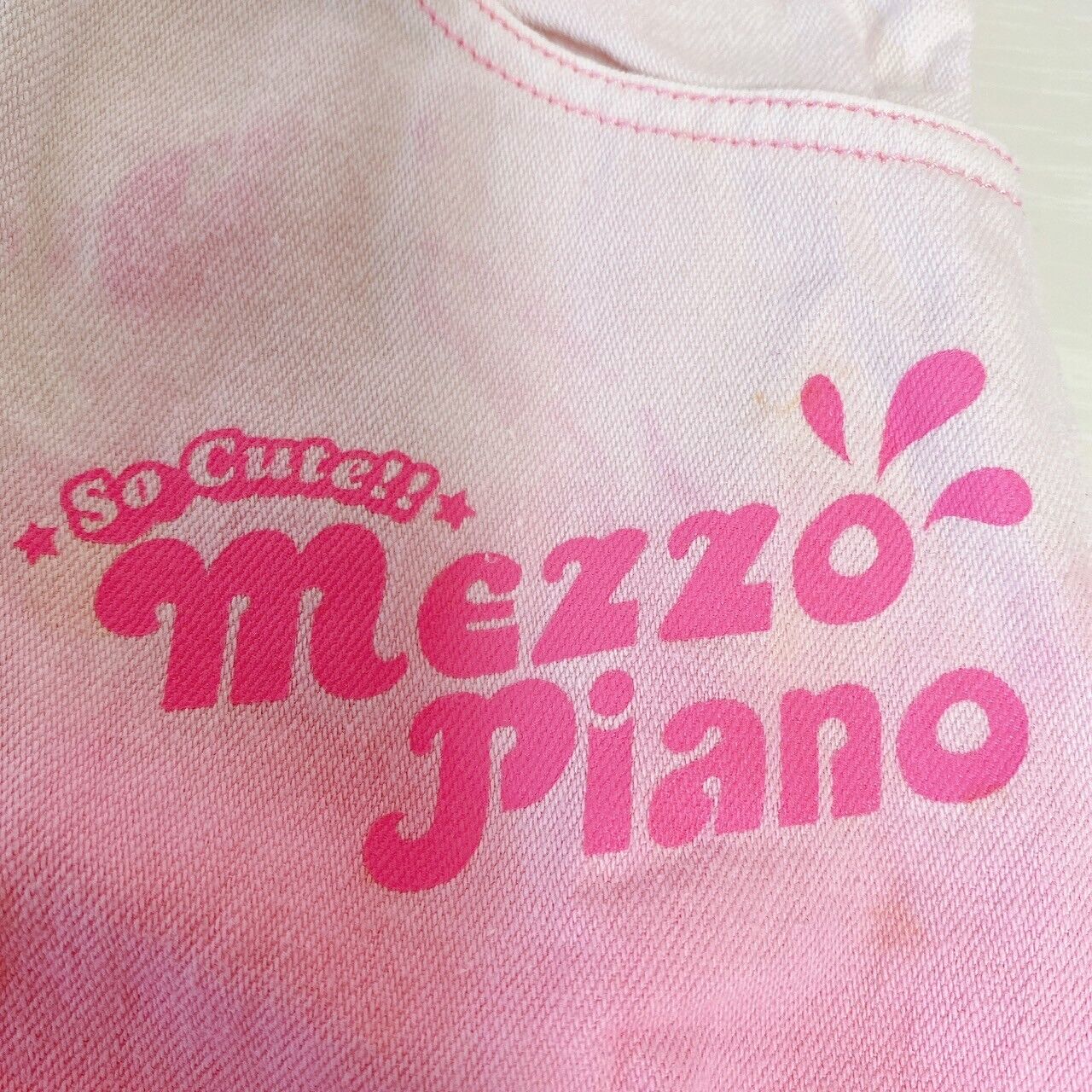 Mezzo Piano Denim Skirt 120 Size Pink Gradation Frill Heart Pocket Kids Cute