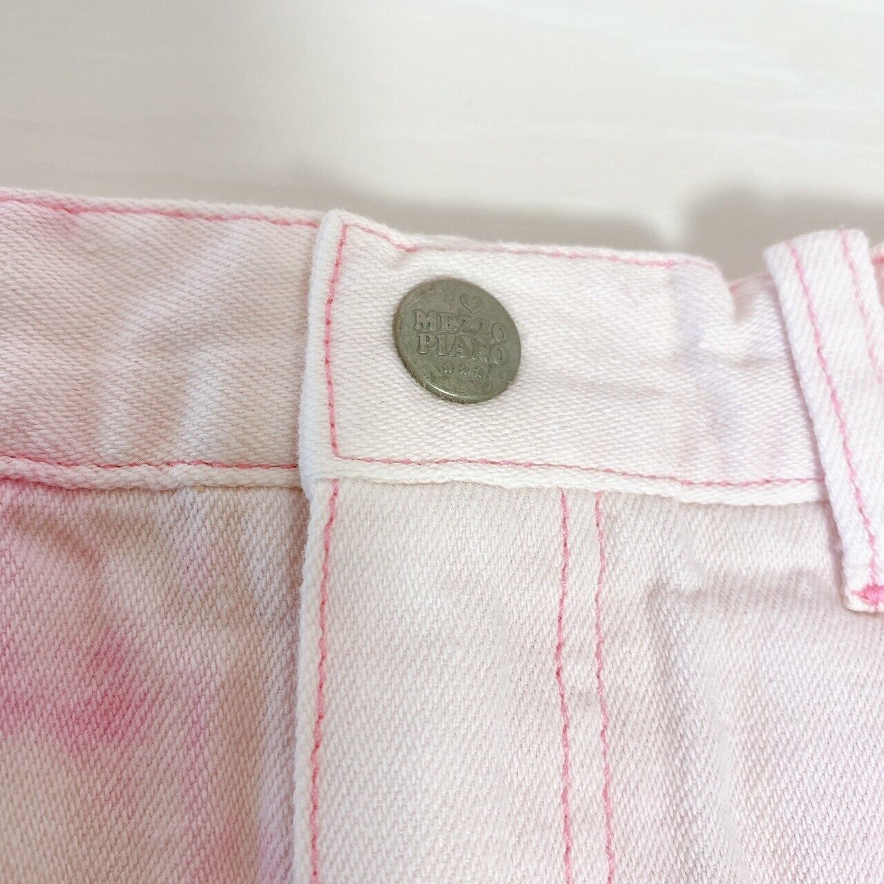 Mezzo Piano Denim Skirt 120 Size Pink Gradation Frill Heart Pocket Kids Cute