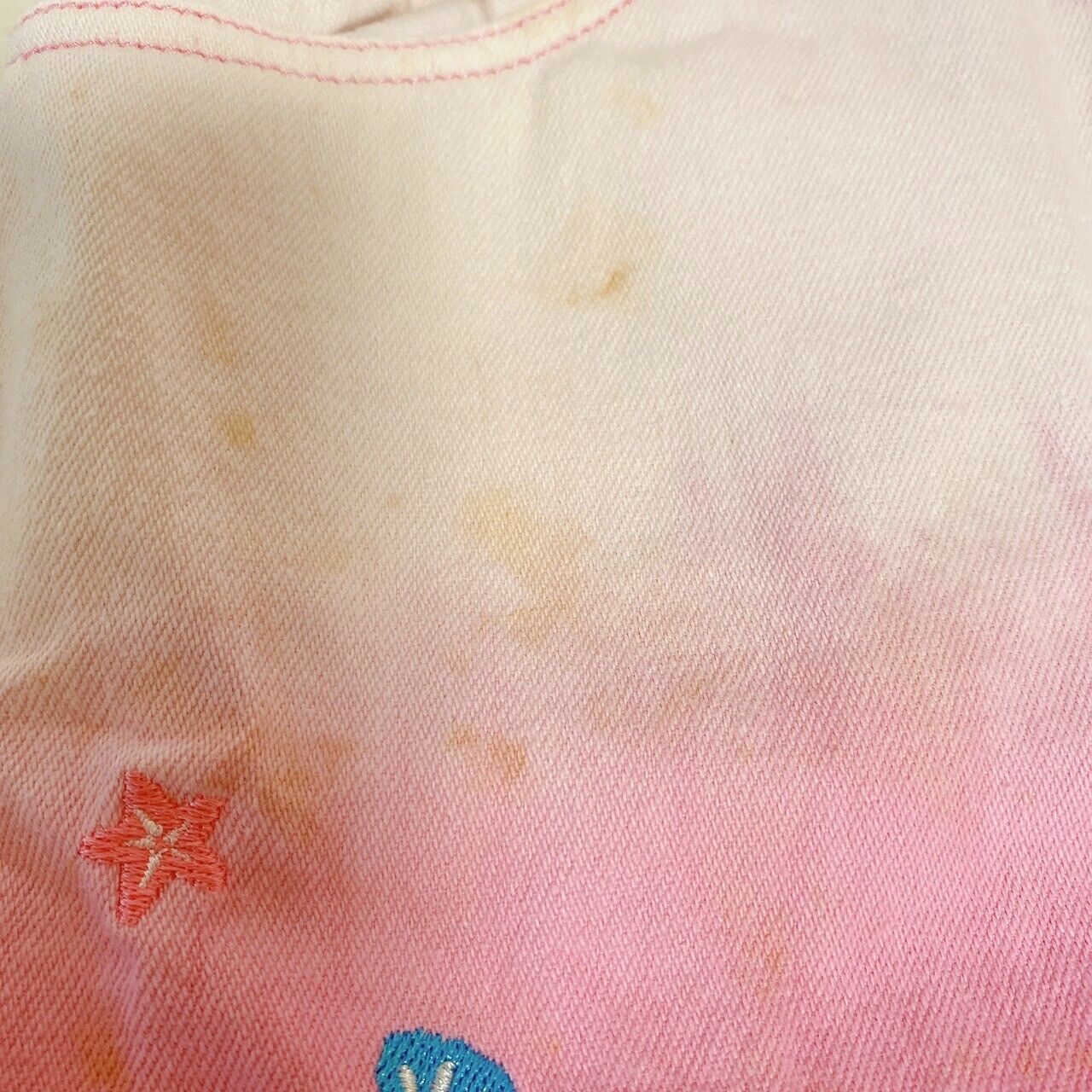 Mezzo Piano Denim Skirt 120 Size Pink Gradation Frill Heart Pocket Kids Cute