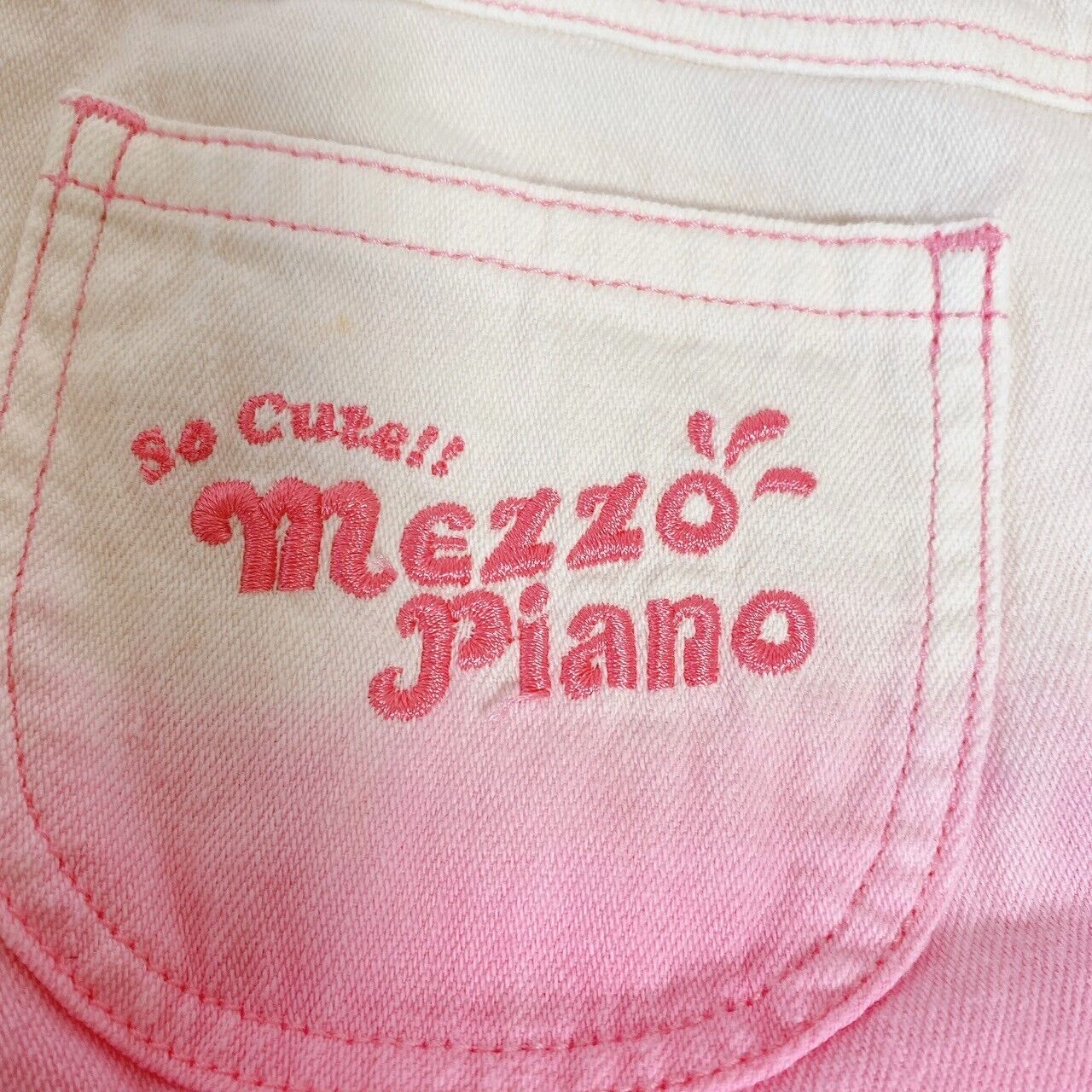 Mezzo Piano Denim Skirt 120 Size Pink Gradation Frill Heart Pocket Kids Cute