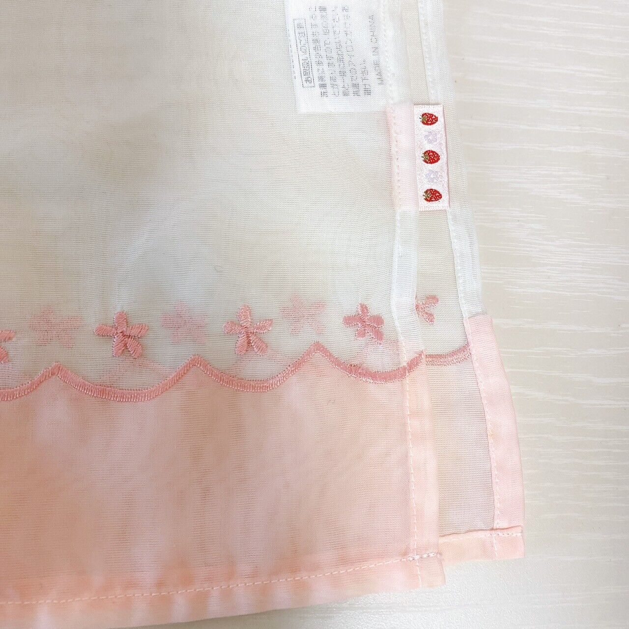 Mother Garden Cafe Curtain Pink Strawberry Heart Flower Clear Fabric Kawaii Rare