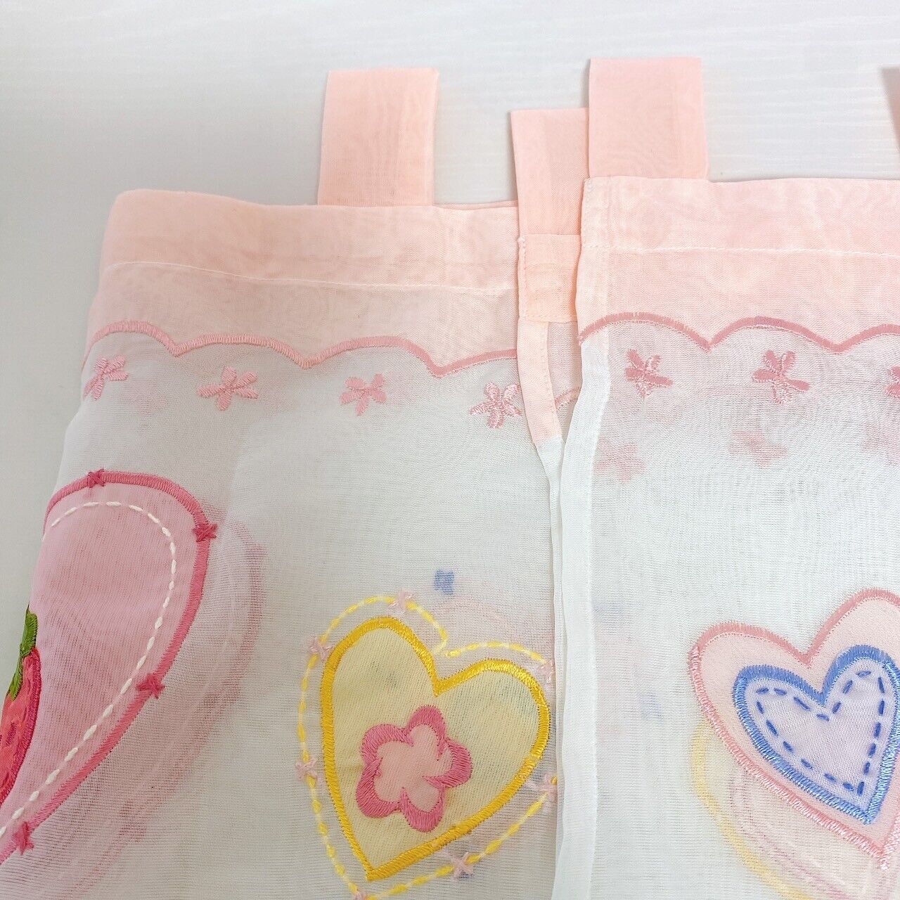 Mother Garden Cafe Curtain Pink Strawberry Heart Flower Clear Fabric Kawaii Rare