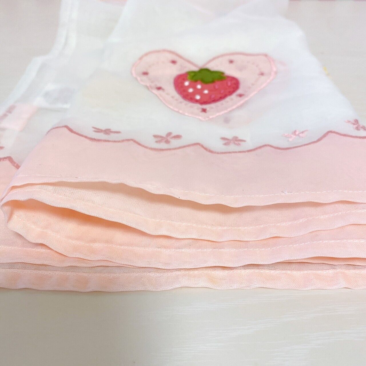 Mother Garden Cafe Curtain Pink Strawberry Heart Flower Clear Fabric Kawaii Rare