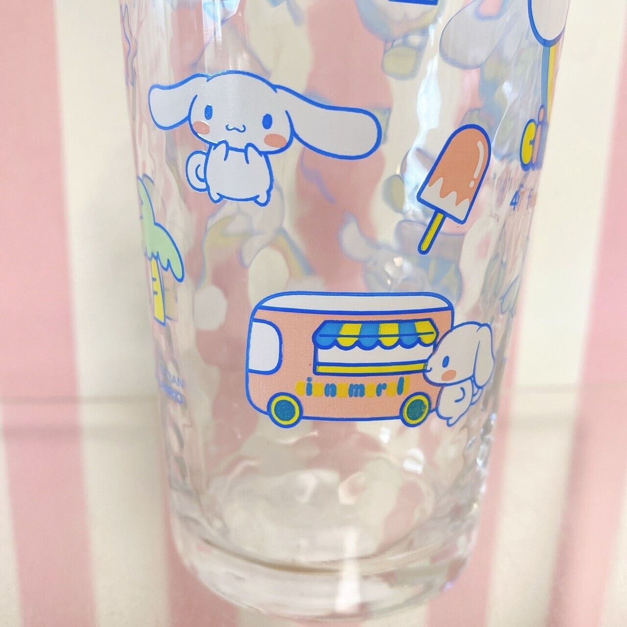 Sanrio Cinnamoroll glass 300ml Tumbler Clear Ice Bus Kawaii Character Rare