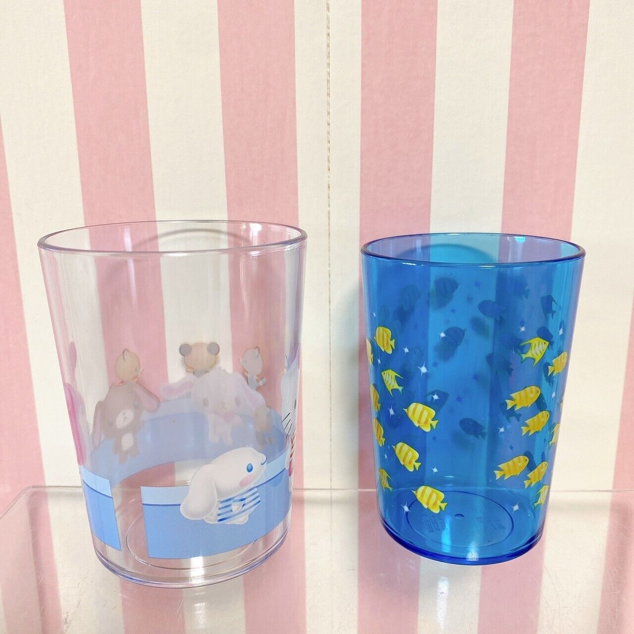 Sanrio Sugarbunnies Cup Glasses Cups Glassware  plastic aquarium Set 2 Kawaii