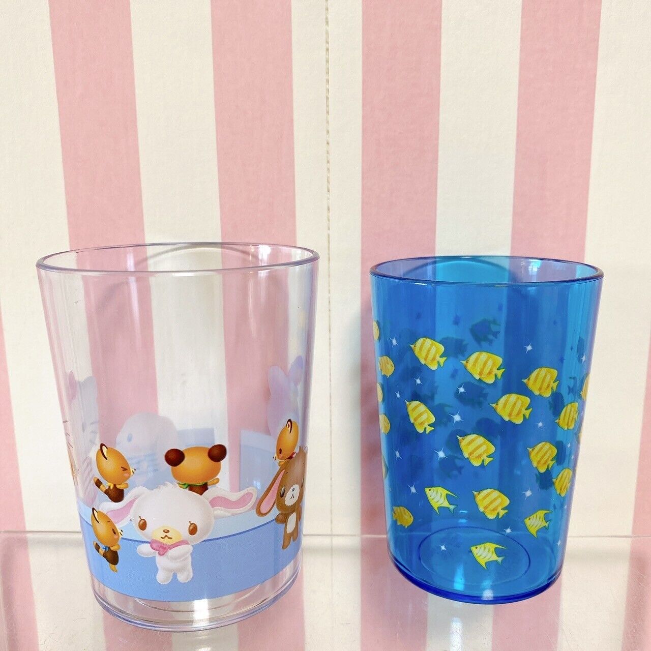 Sanrio Sugarbunnies Cup Glasses Cups Glassware  plastic aquarium Set 2 Kawaii