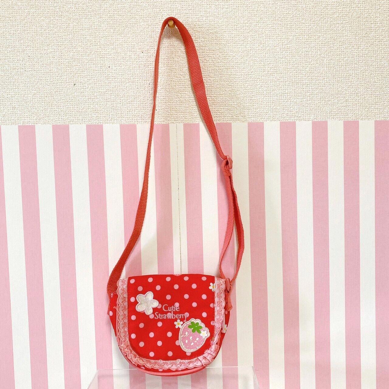 Mother Garden Pochette Shoulder Bag Red Cutie Strawberry Dot Frill Flower Plaid