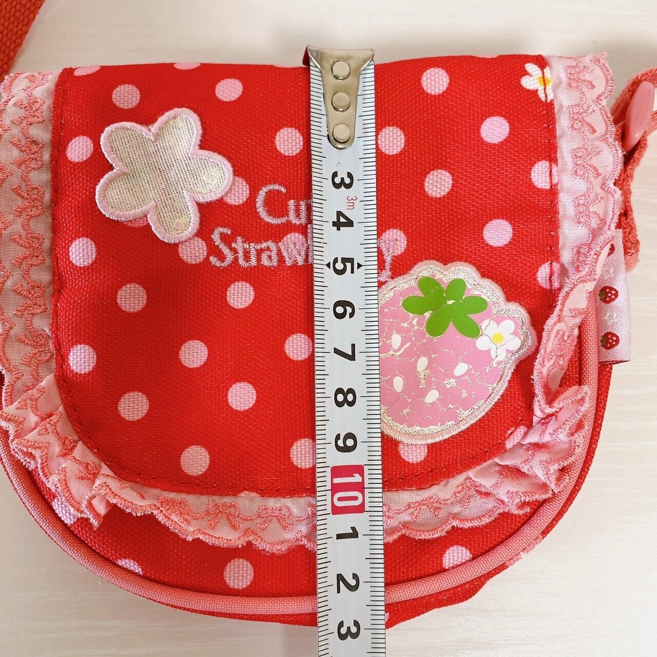 Mother Garden Pochette Shoulder Bag Red Cutie Strawberry Dot Frill Flower Plaid