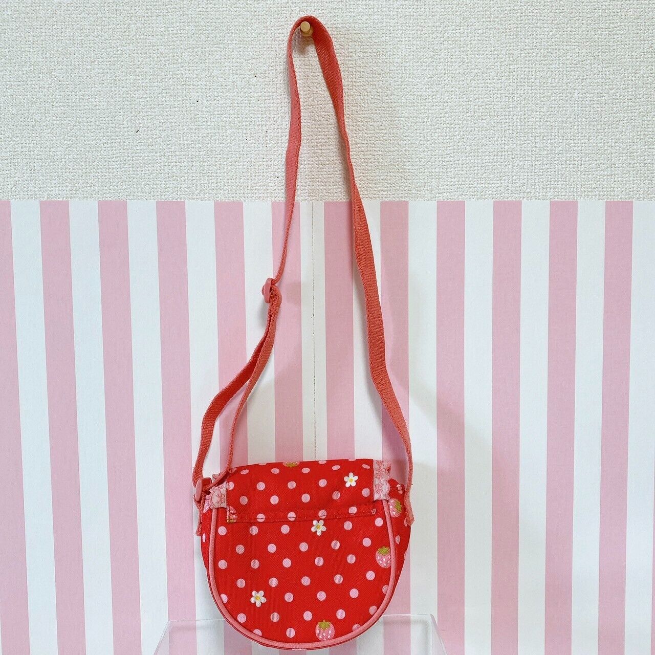 Mother Garden Pochette Shoulder Bag Red Cutie Strawberry Dot Frill Flower Plaid