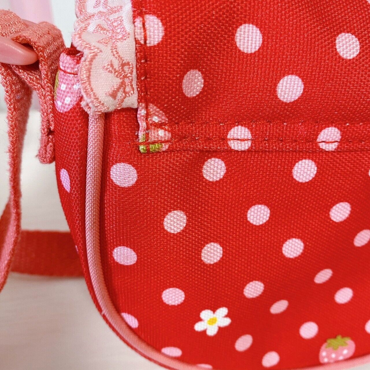 Mother Garden Pochette Shoulder Bag Red Cutie Strawberry Dot Frill Flower Plaid