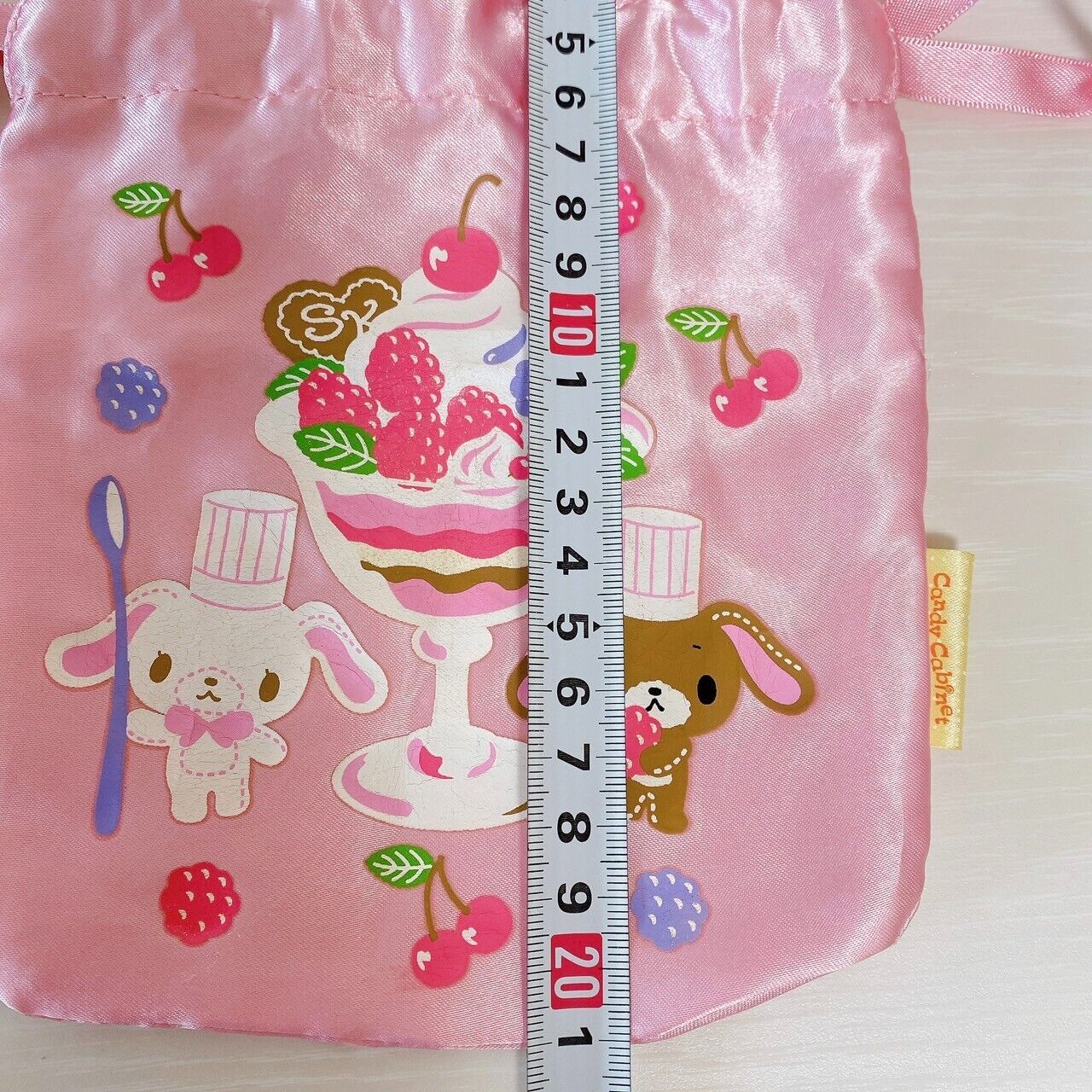 Sanrio Sugar Bunnies Drawstring Bag Pink Parfait Sweets Fruits Pastry Chef Rare