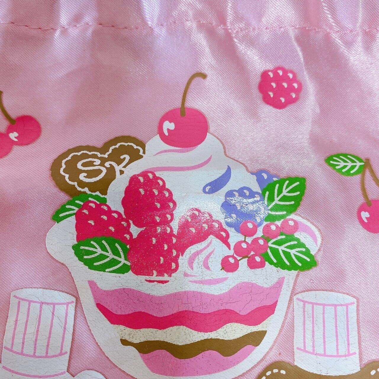 Sanrio Sugar Bunnies Drawstring Bag Pink Parfait Sweets Fruits Pastry Chef Rare