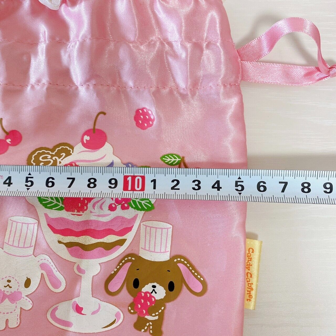 Sanrio Sugar Bunnies Drawstring Bag Pink Parfait Sweets Fruits Pastry Chef Rare