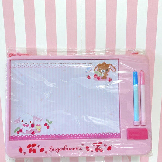 Sanrio Sugar Bunnies Whiteboard Pink Shirousa Kurousa Stripe Strawberry Kawaii