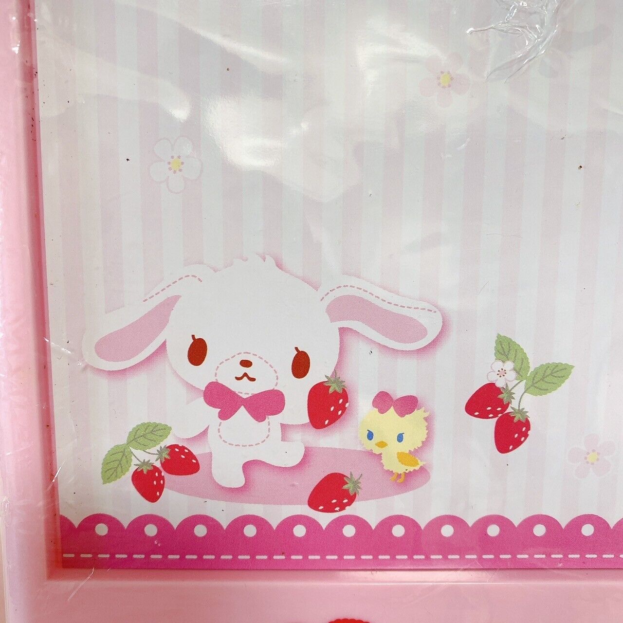 Sanrio Sugar Bunnies Whiteboard Pink Shirousa Kurousa Stripe Strawberry Kawaii