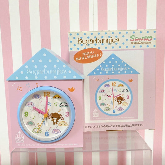 Sanrio Sugar Bunnies Table Clock House Type Shirousa Kurousa Pink Blue Kawaii