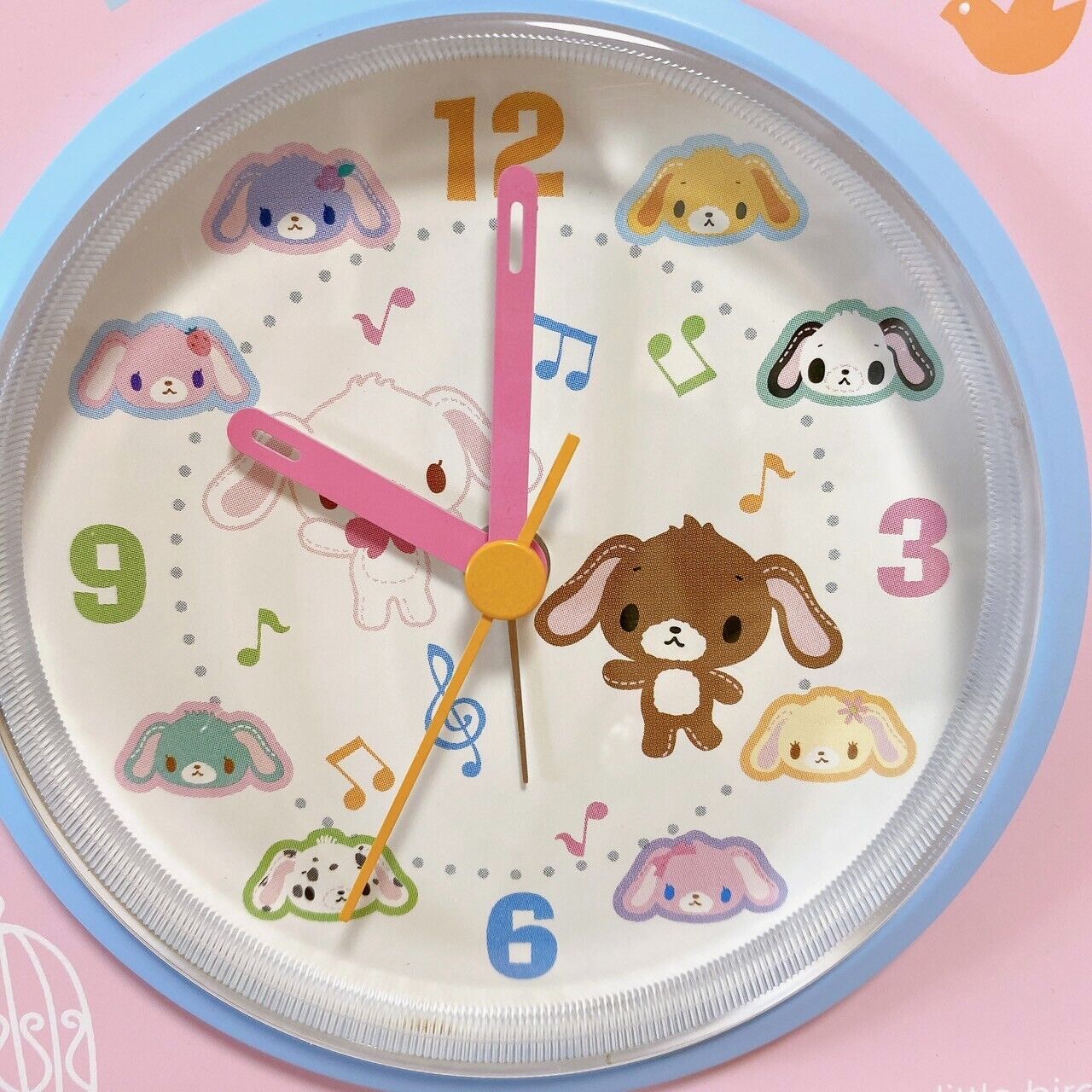 Sanrio Sugar Bunnies Table Clock House Type Shirousa Kurousa Pink Blue Kawaii