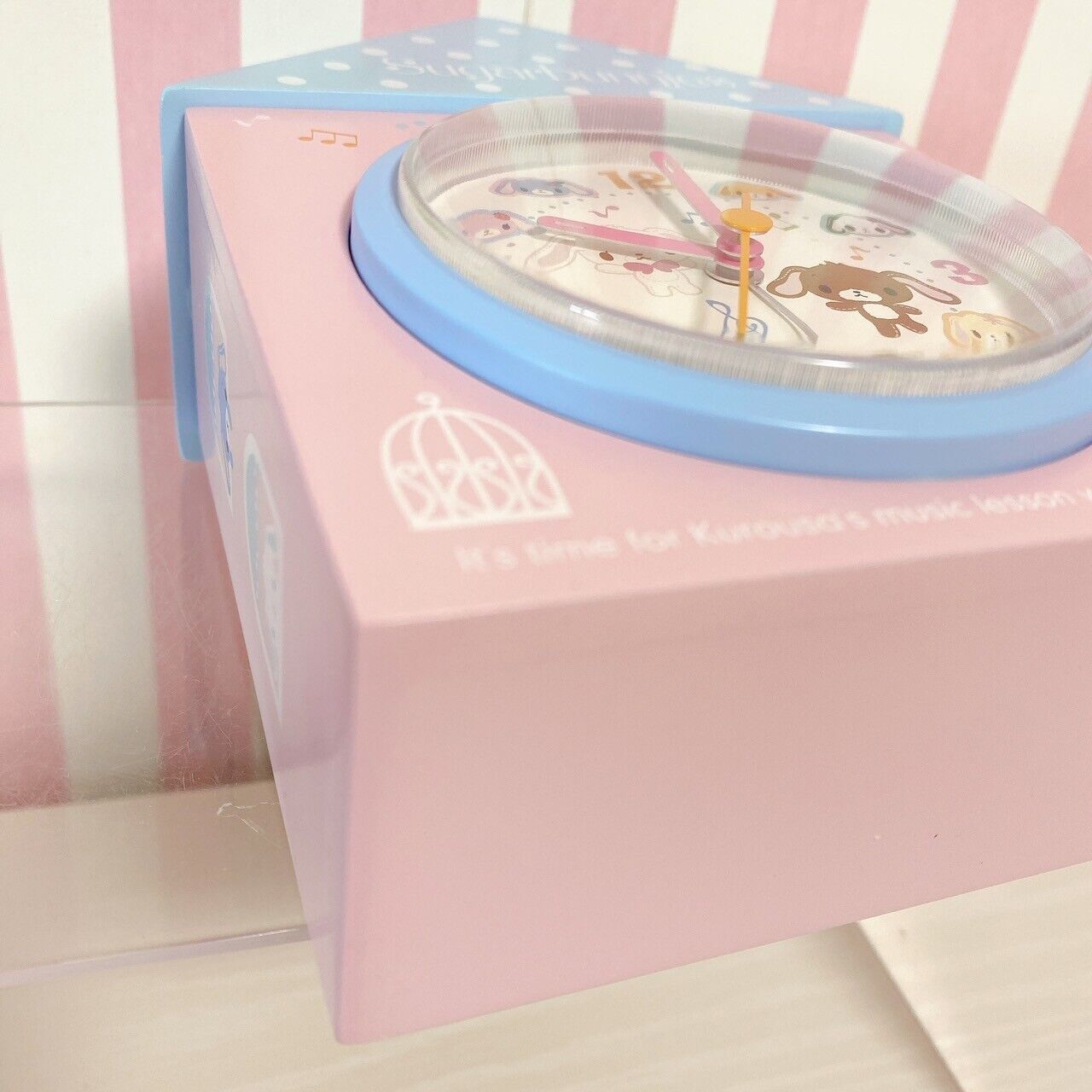 Sanrio Sugar Bunnies Table Clock House Type Shirousa Kurousa Pink Blue Kawaii