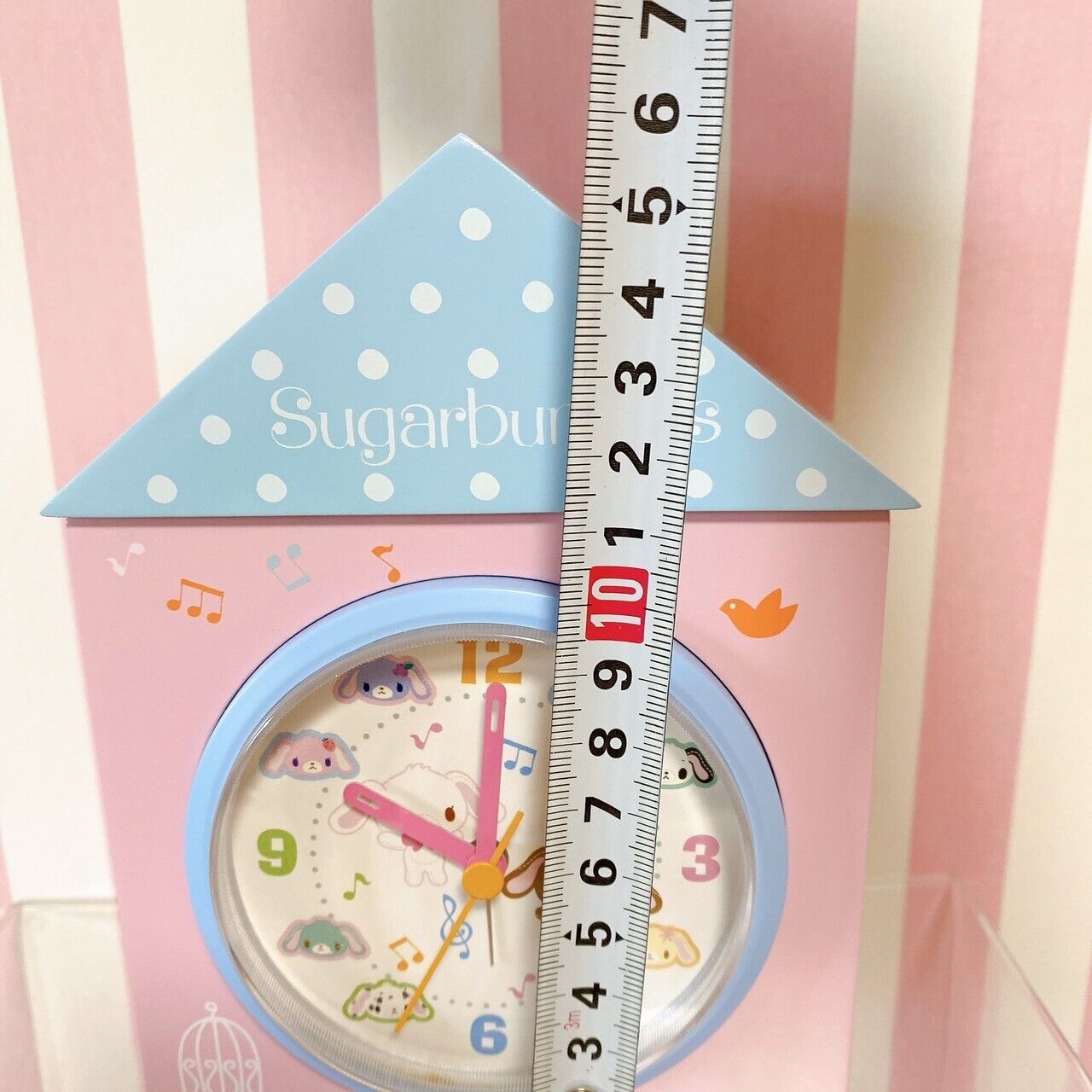 Sanrio Sugar Bunnies Table Clock House Type Shirousa Kurousa Pink Blue Kawaii