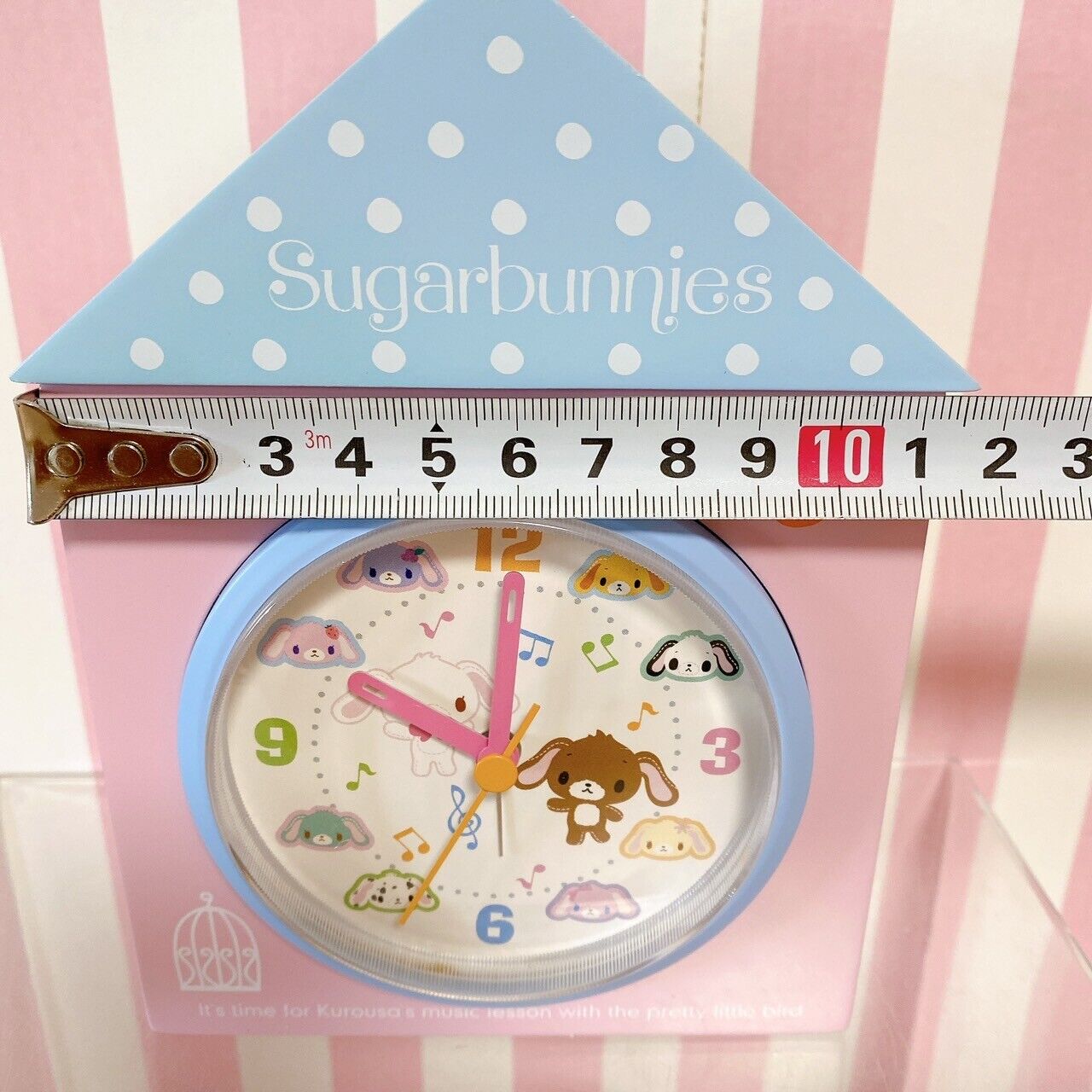 Sanrio Sugar Bunnies Table Clock House Type Shirousa Kurousa Pink Blue Kawaii