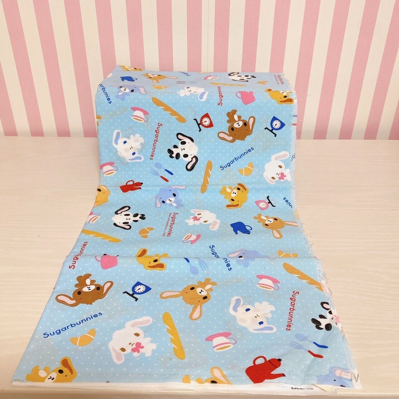 Sanrio Sugar Bunnies Printed Cotton Flannel Cloth Set 2 Shirousa Kurousa Kawaii