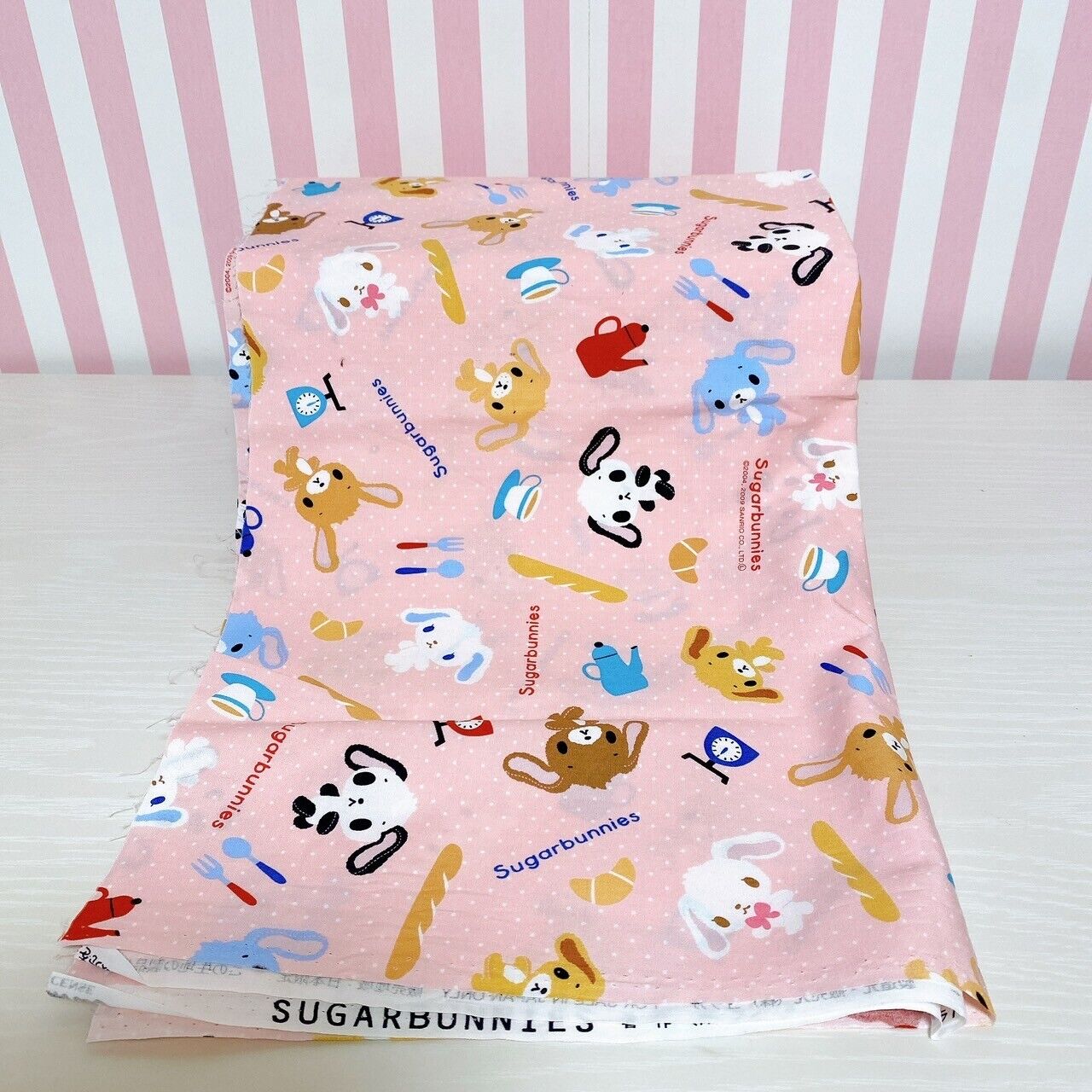 Sanrio Sugar Bunnies Printed Cotton Flannel Cloth Set 2 Shirousa Kurousa Kawaii