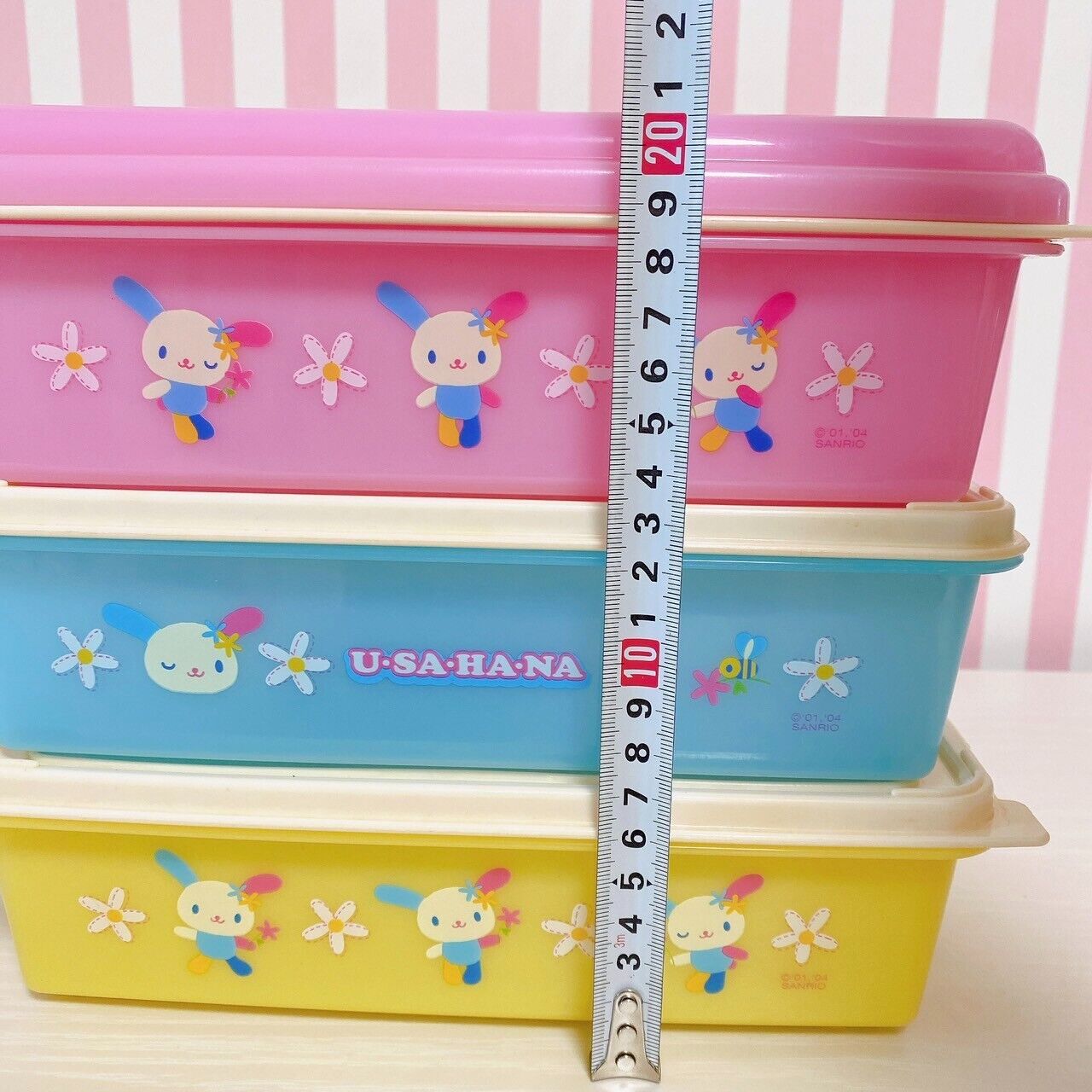 Sanrio Usahana Lunch Box Obento Bento Large 3 Tier Box Flowers Kawaii Character