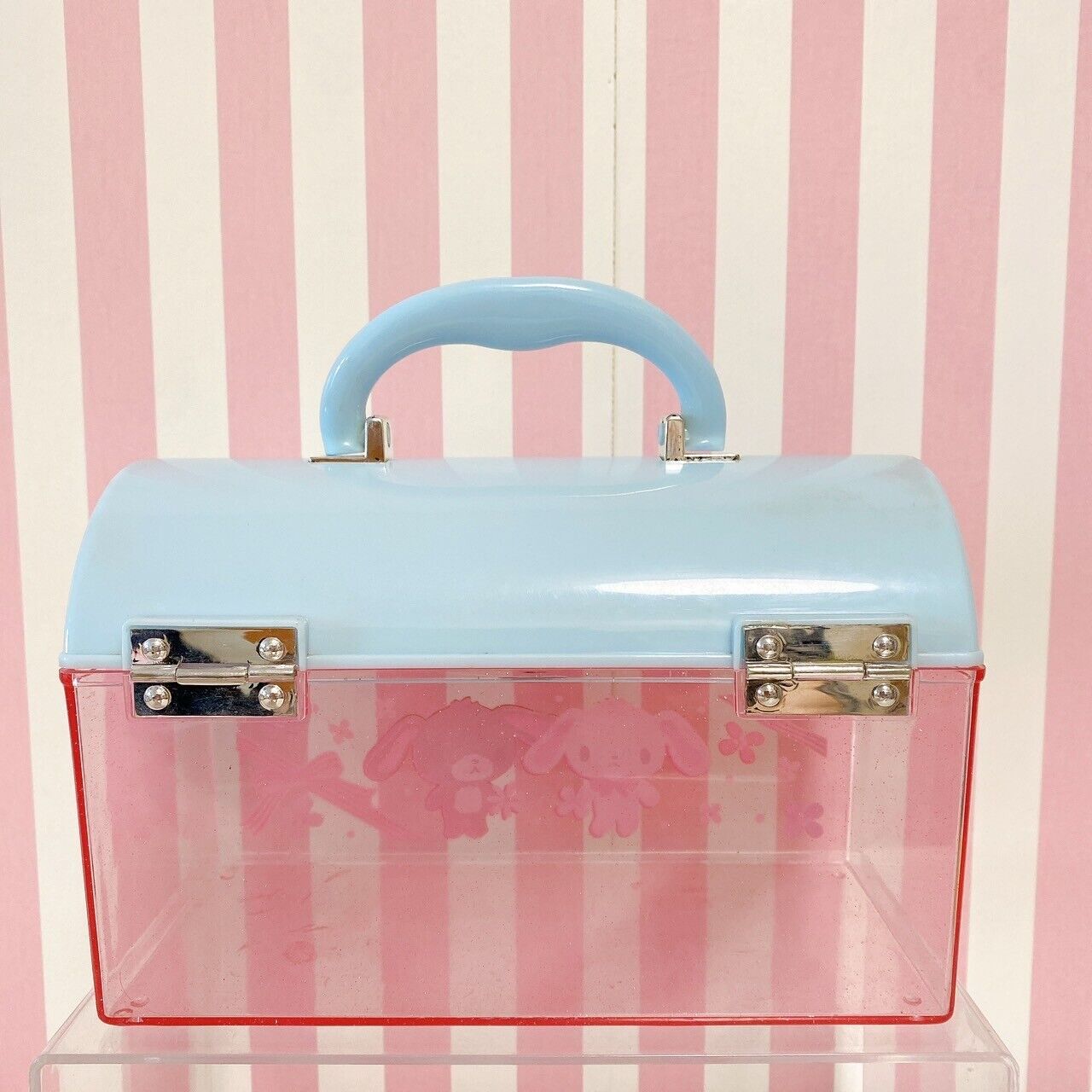 Sanrio Sugar Bunnies Accessory Case Plastic Case Pink Light Blue Handle Kawaii