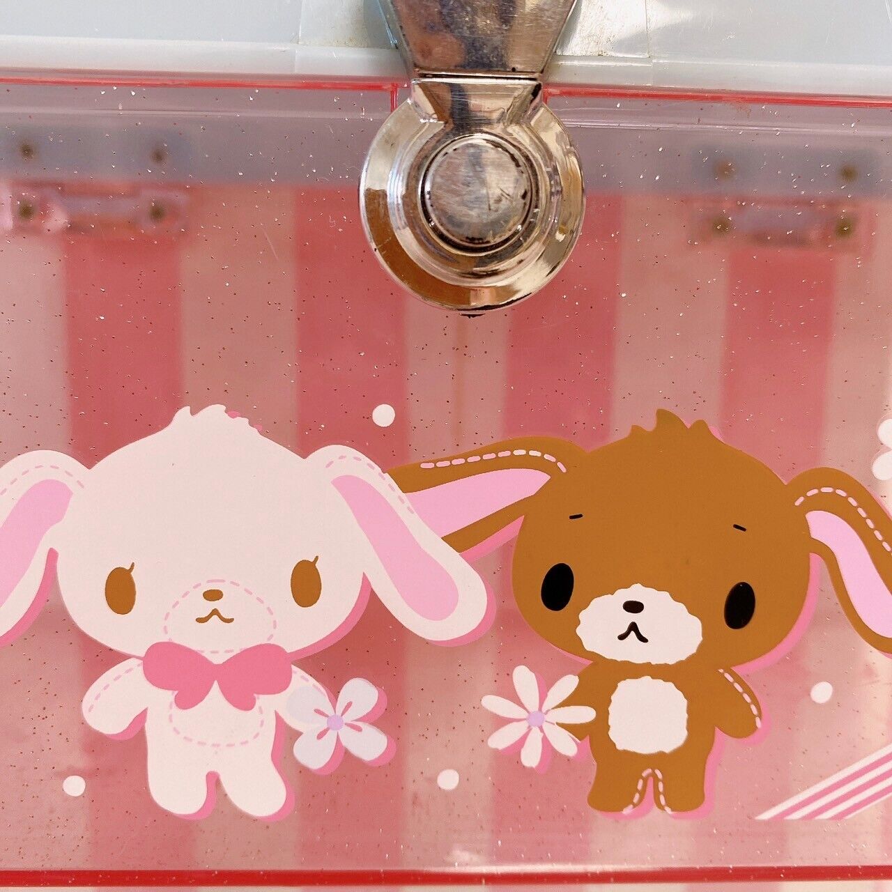 Sanrio Sugar Bunnies Accessory Case Plastic Case Pink Light Blue Handle Kawaii