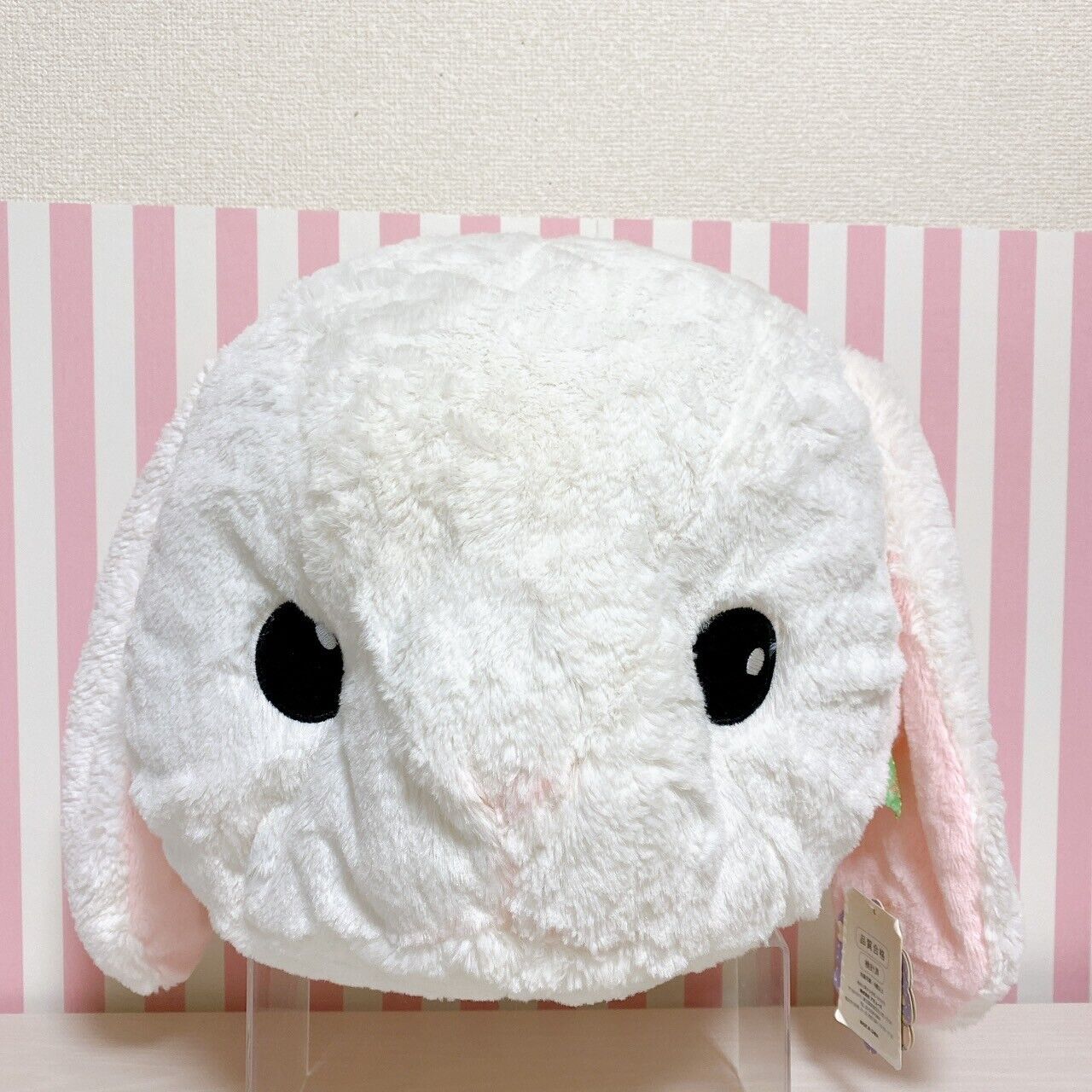 Poteusa Loppy Face Cushion Large Plush Toy Stuffed Fluffy White Rabbit Kawaii