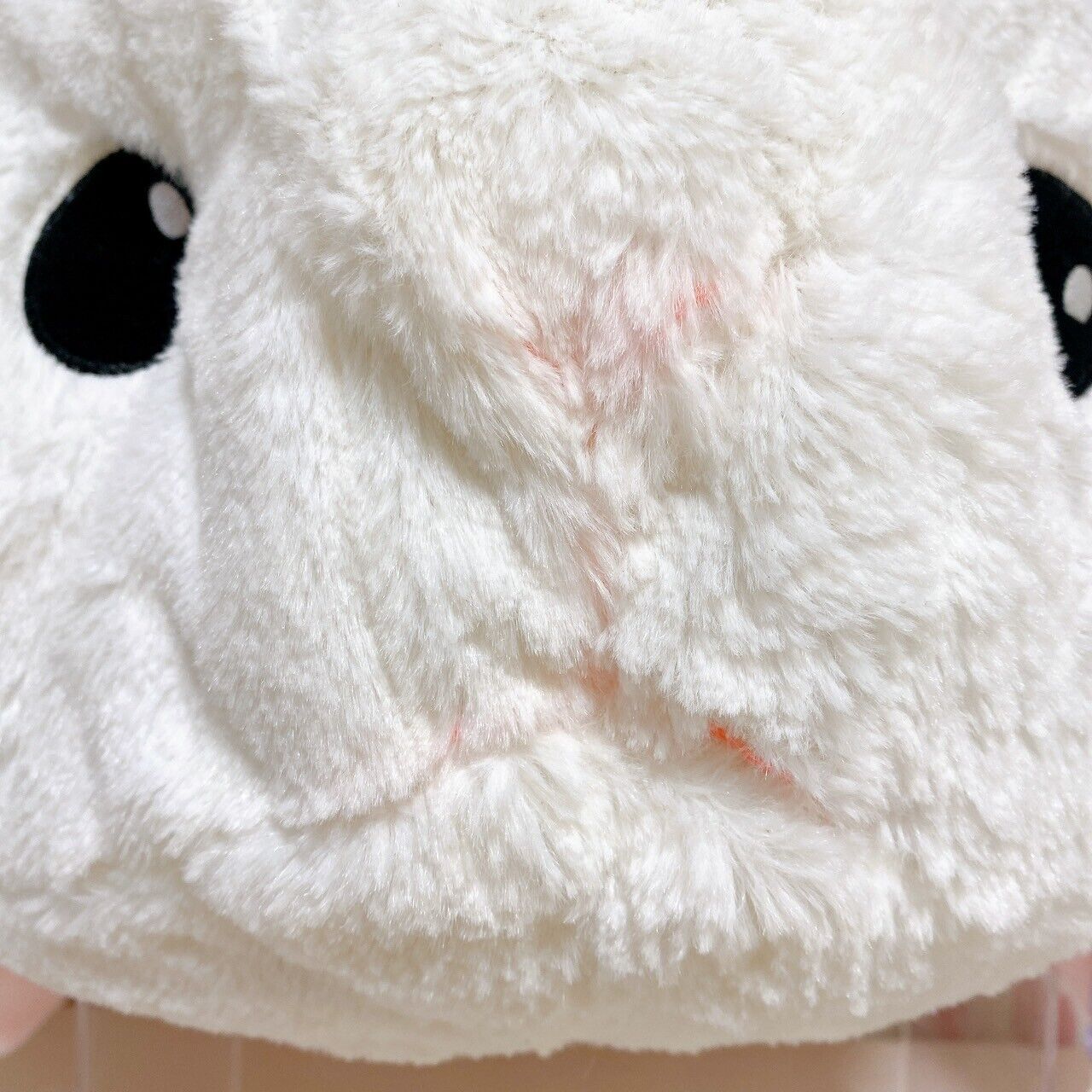 Poteusa Loppy Face Cushion Large Plush Toy Stuffed Fluffy White Rabbit Kawaii