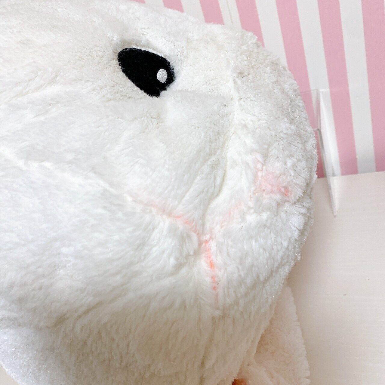 Poteusa Loppy Face Cushion Large Plush Toy Stuffed Fluffy White Rabbit Kawaii