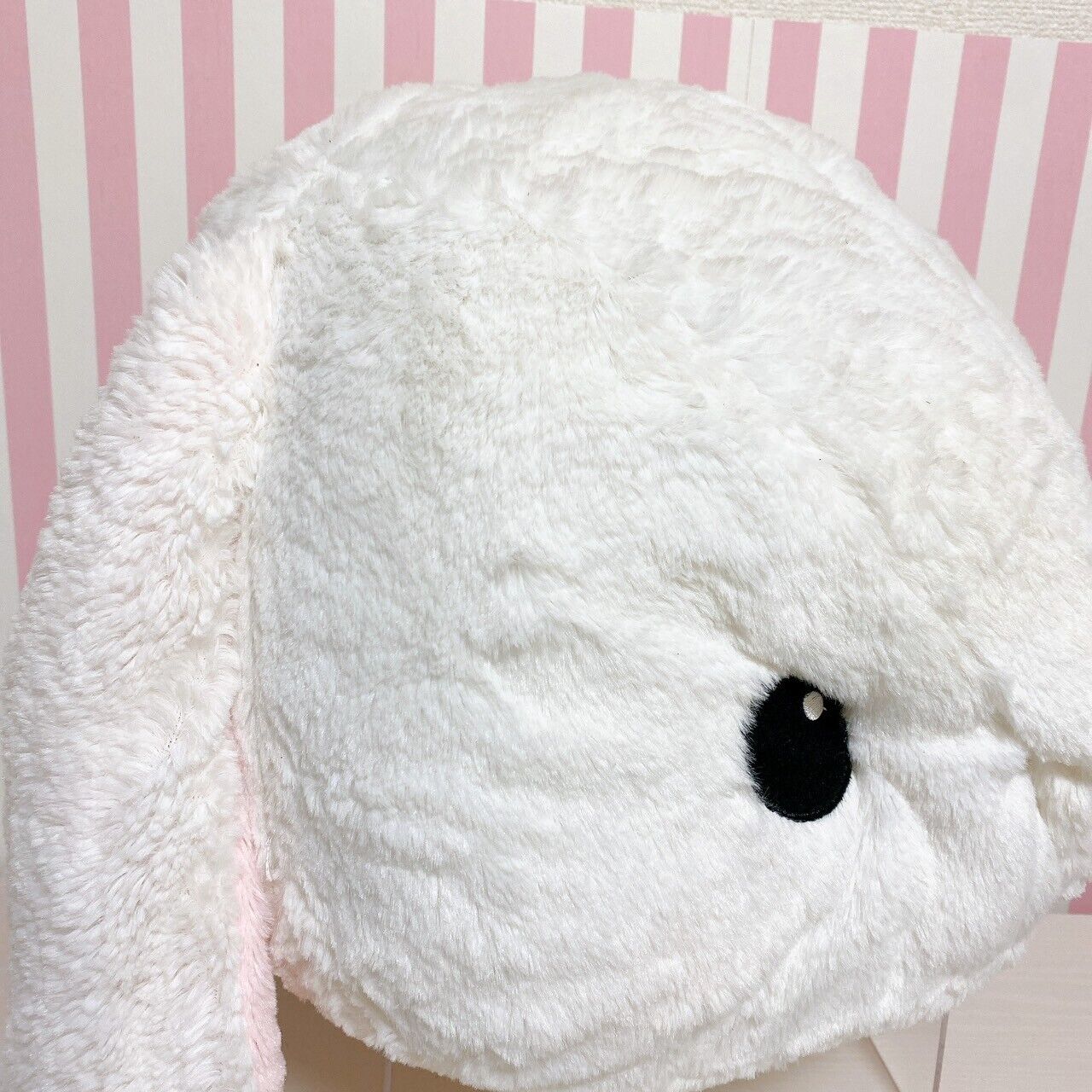 Poteusa Loppy Face Cushion Large Plush Toy Stuffed Fluffy White Rabbit Kawaii