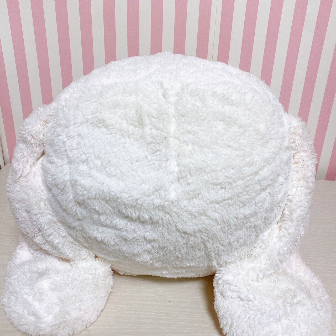 Poteusa Loppy Face Cushion Large Plush Toy Stuffed Fluffy White Rabbit Kawaii