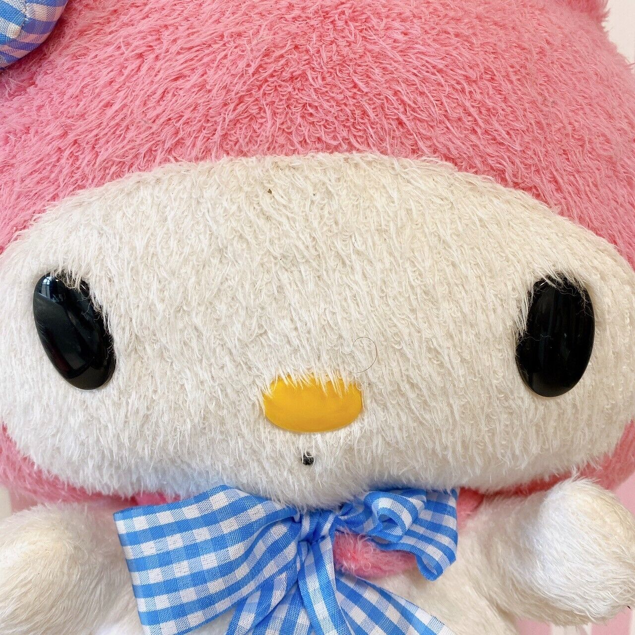 Sanrio My Melody Plush Stuffed Toy Doll Retro Pink Large Rare Kawaii Blue Ribbon