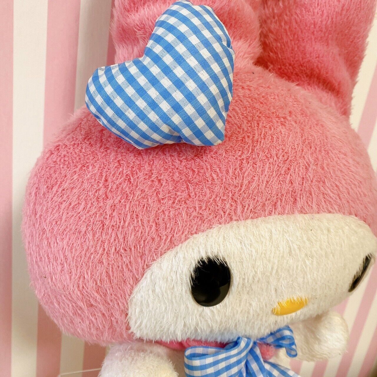 Sanrio My Melody Plush Stuffed Toy Doll Retro Pink Large Rare Kawaii Blue Ribbon