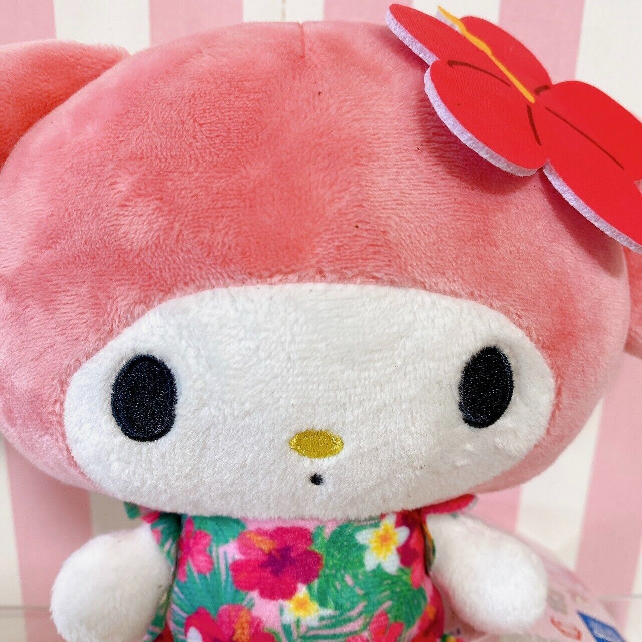 Sanrio My Melody Plush Stuffed Toy Doll Retro Set Of 3 Pink Red Hibiscus Poncho