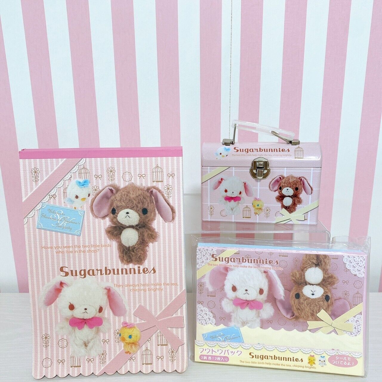 Sanrio Sugar Bunnies Notepad envelope pack live-action can case 3Set Kawaii Rare