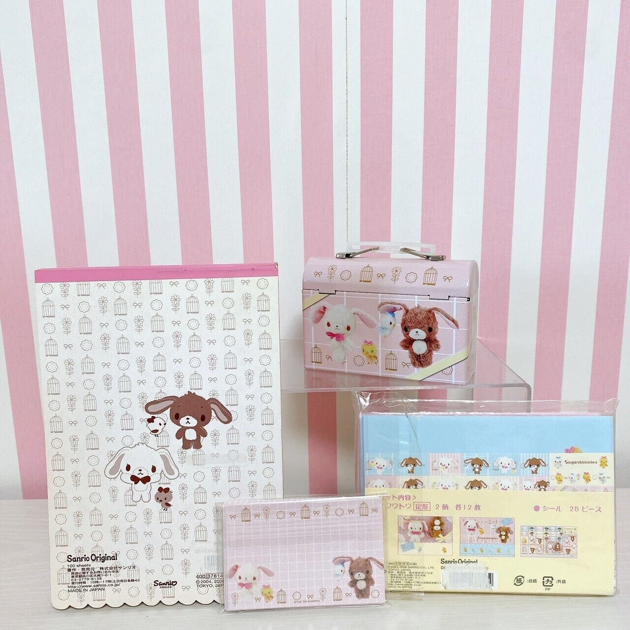 Sanrio Sugar Bunnies Notepad envelope pack live-action can case 3Set Kawaii Rare