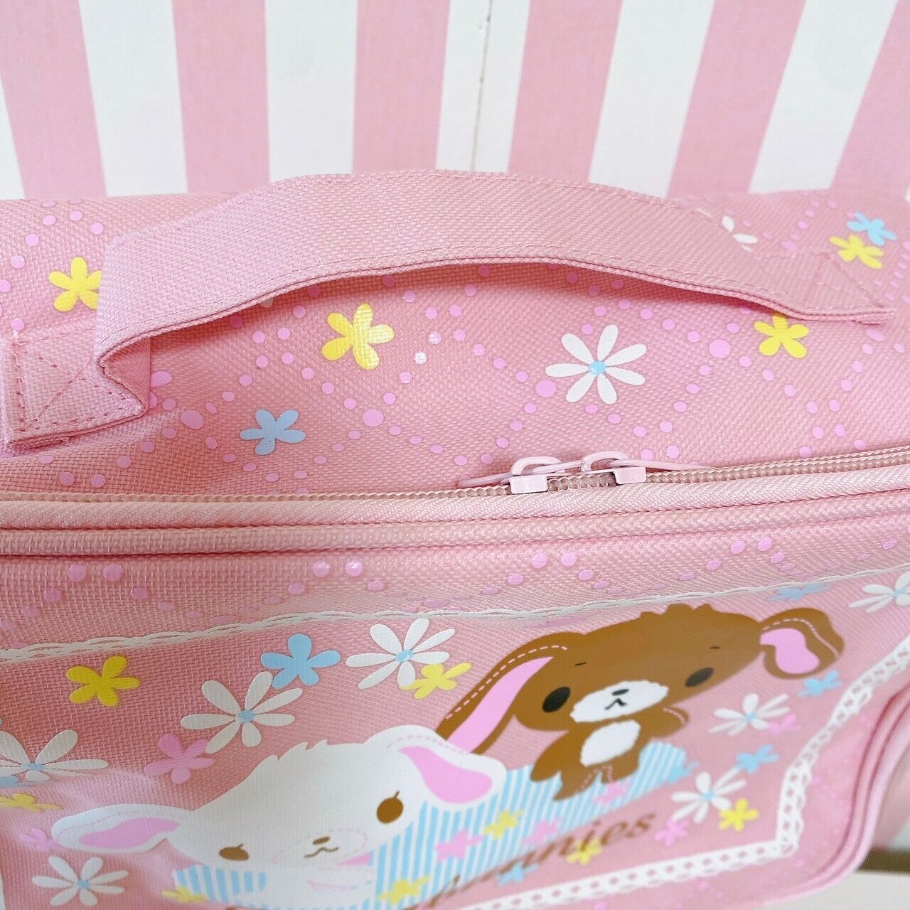 Sanrio Sugar Bunnies Storage Bag Square Pink Shirousa Kurousa Kawaii Cute Rare