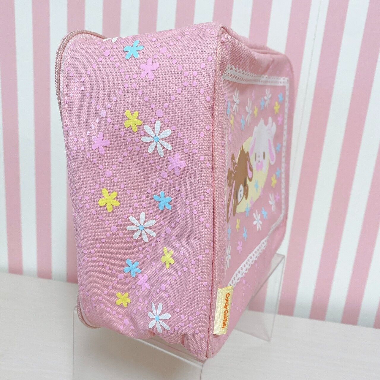 Sanrio Sugar Bunnies Storage Bag Square Pink Shirousa Kurousa Kawaii Cute Rare