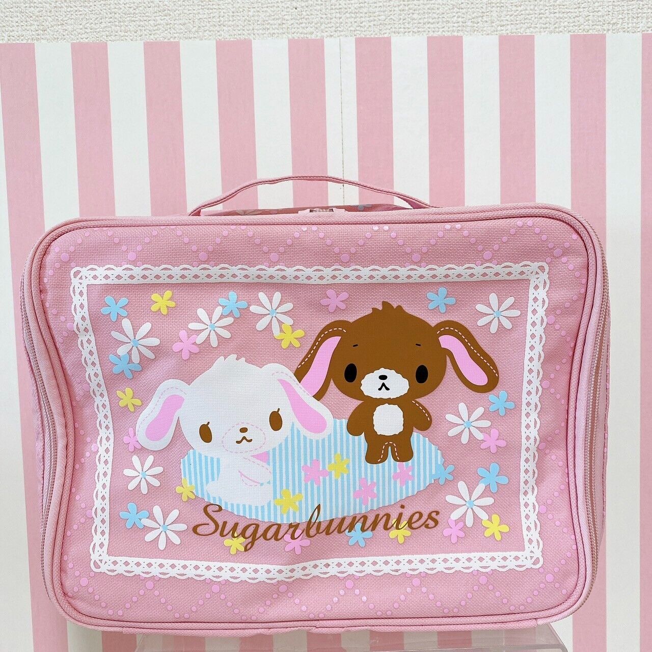 Sanrio Sugar Bunnies Storage Bag Square Pink Shirousa Kurousa Kawaii Cute Rare