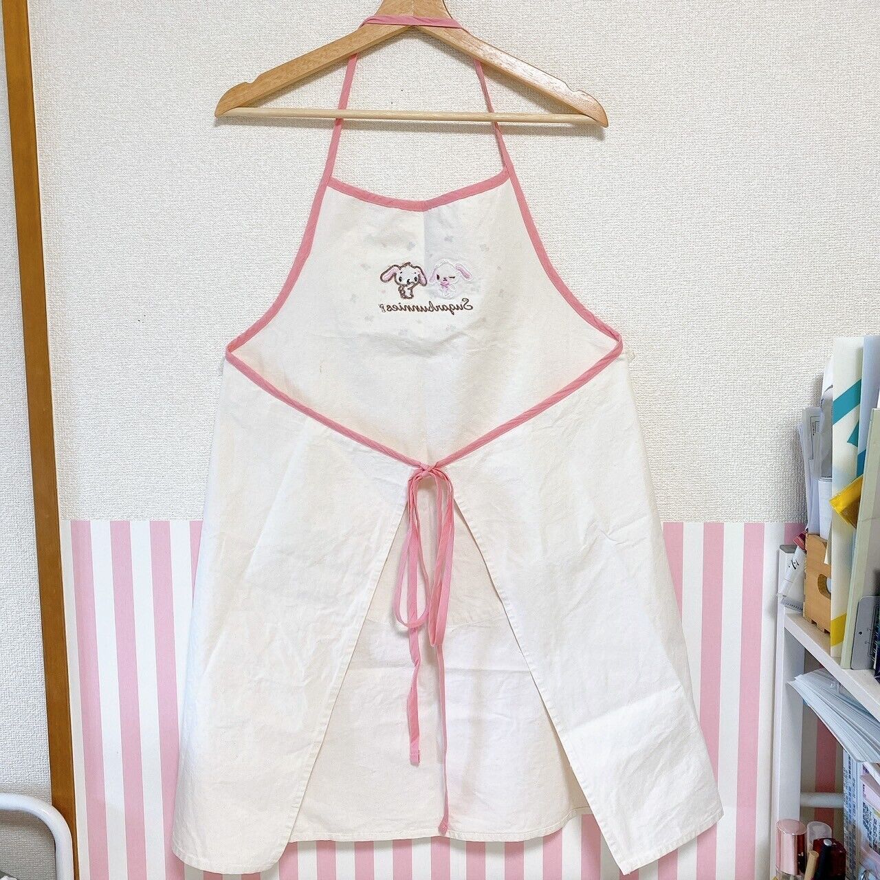 Sanrio Sugarbunnies Bunnies Cafe Apron for Adult Cooking White Pink Shirousa