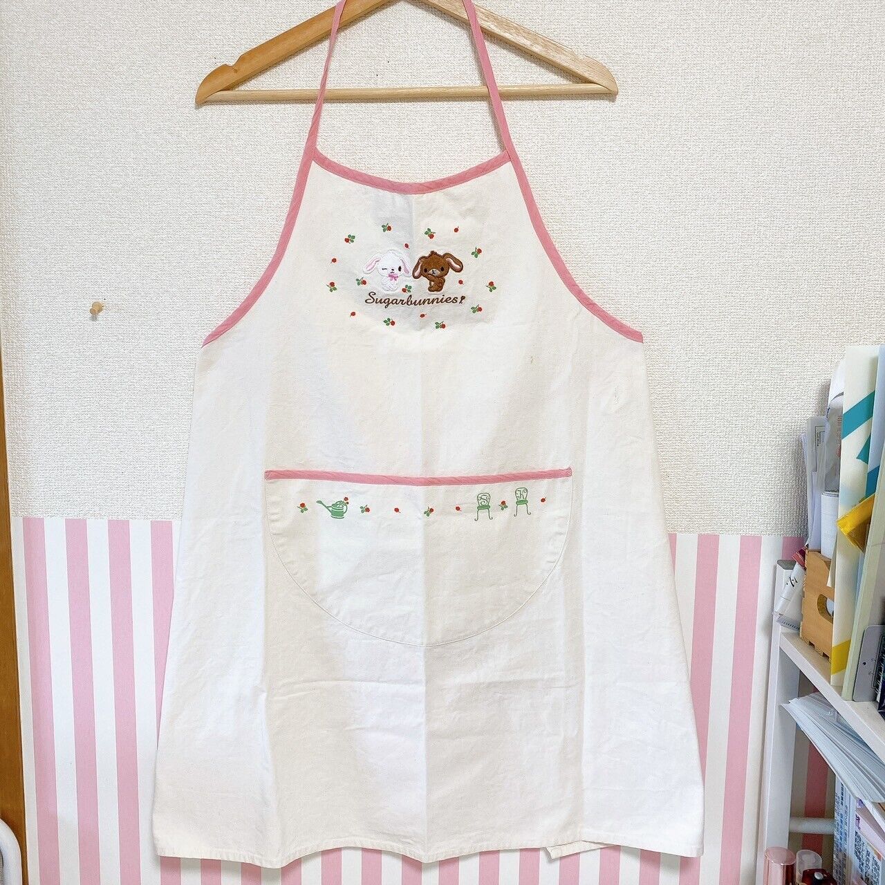 Sanrio Sugarbunnies Bunnies Cafe Apron for Adult Cooking White Pink Shirousa