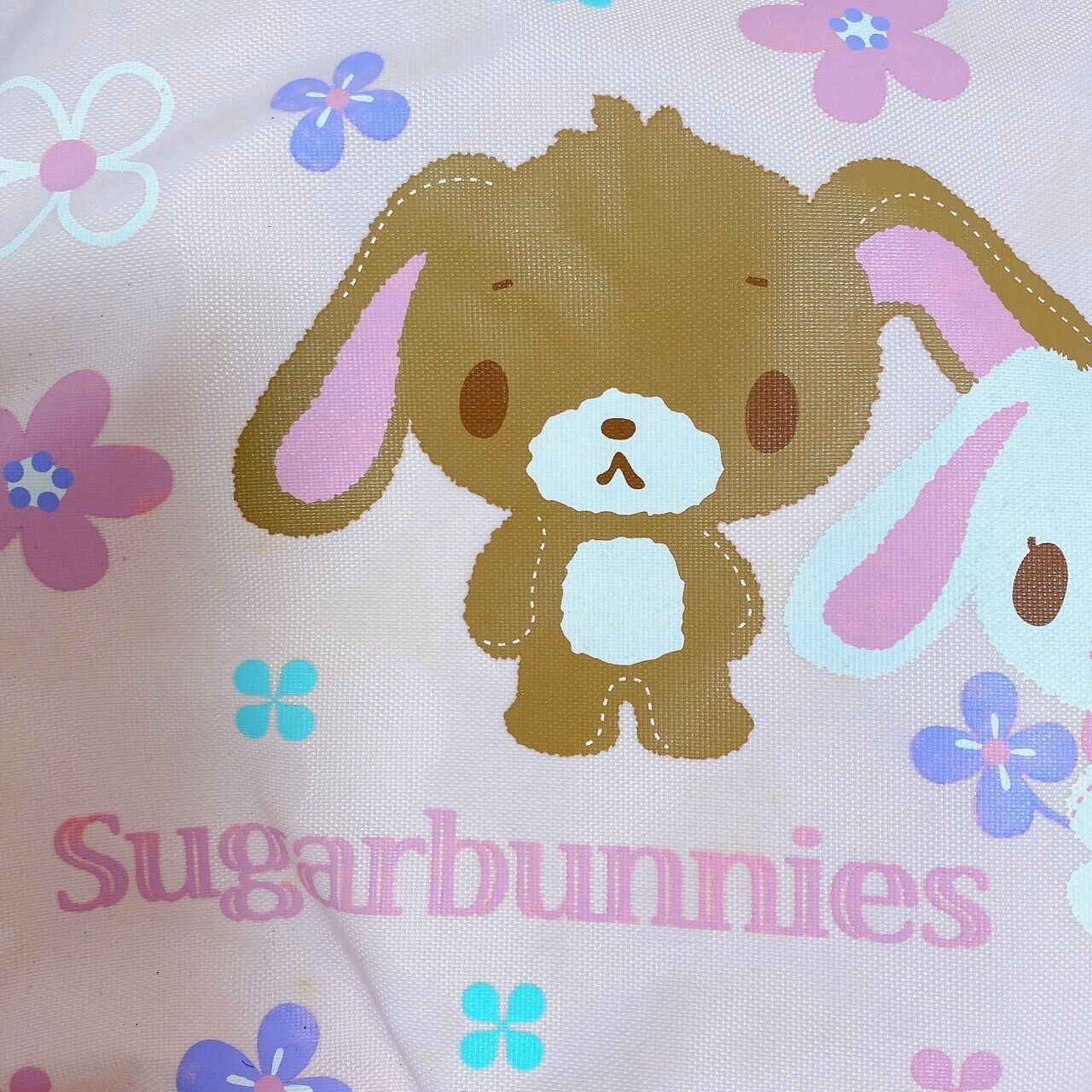 Sanrio Sugar Bunnies Tote Bag Set 2 Lesson Handbag Pink Flower Blue Lemon Fruits