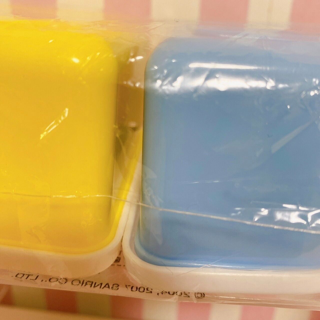 Sanrio Sugarbunnies Lunch Box Tupperware Obento Container Yellow Blue 2 Set Rare