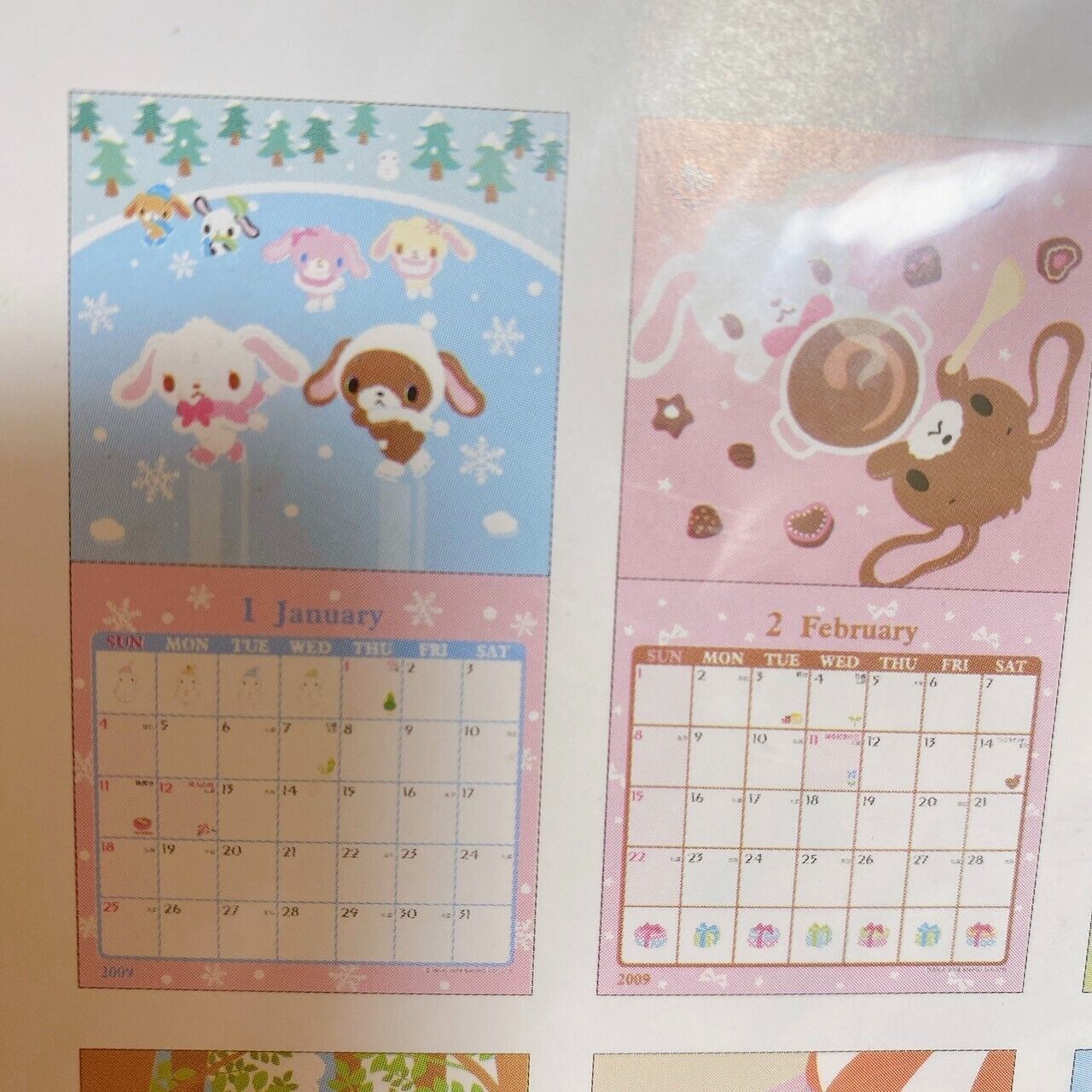 Sanrio Sugar Bunnies Calendar 2009 Pink Violin Piano Shirousa Kurousa Rabbit