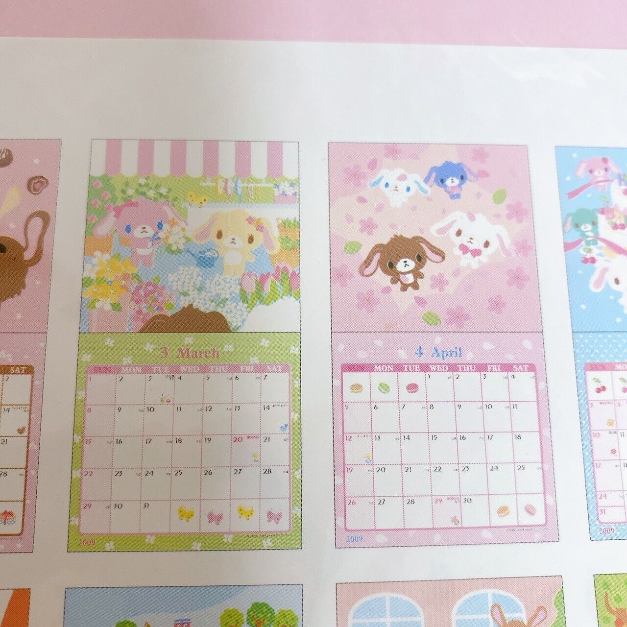 Sanrio Sugar Bunnies Calendar 2009 Pink Violin Piano Shirousa Kurousa Rabbit