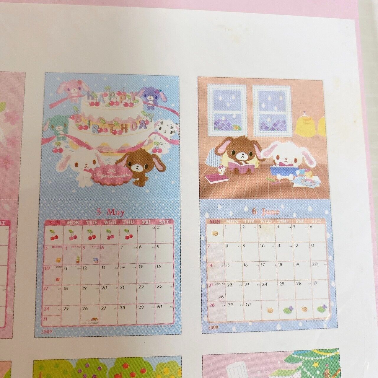 Sanrio Sugar Bunnies Calendar 2009 Pink Violin Piano Shirousa Kurousa Rabbit